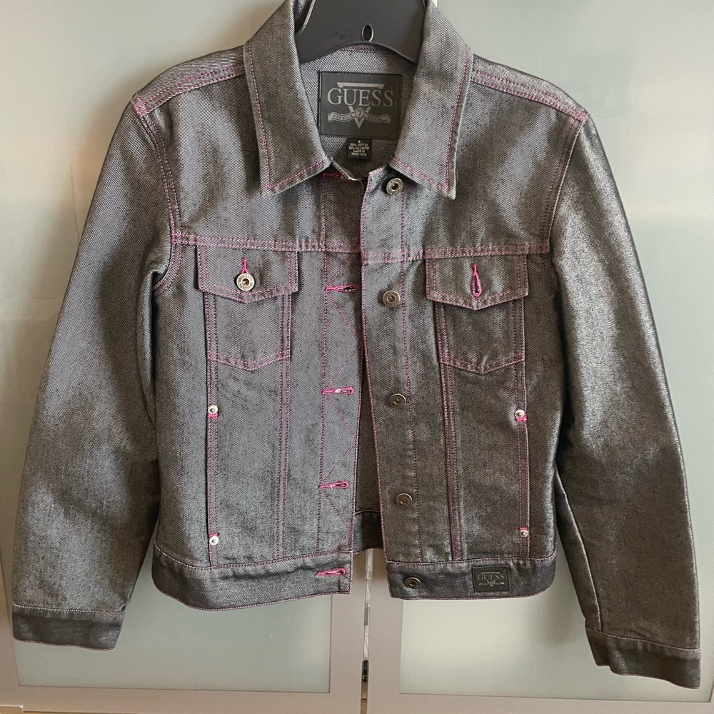 Guess premium jeans jacket . Almost metallic grey color . Unique style!